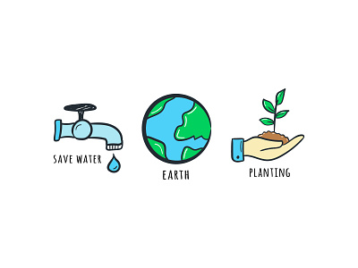Svae Our Earth Doodle Illustrations combination design doodle earth earth day ecology enviromental environment go green green hand drawn icon illustration logo planting vector
