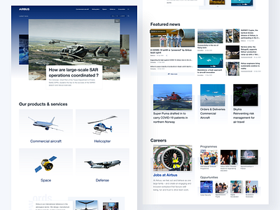 Airbus website landing page
