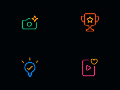 3-D minimal Glowing icons