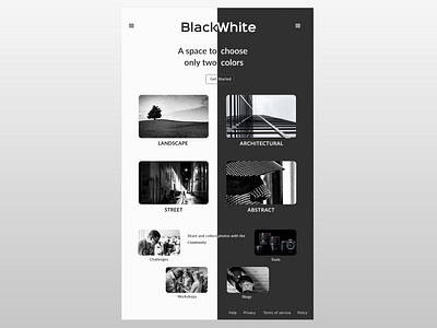 Black and white cards design color community desktopdesign digitalphotography landingpage negative space photography typography ui ux webdesign