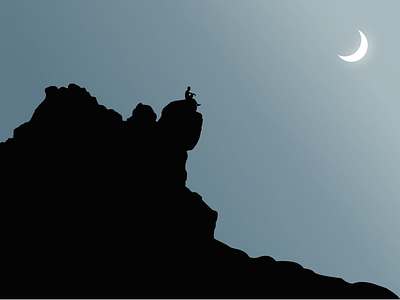 Solitude color community design illustration moon mountain solitude vector