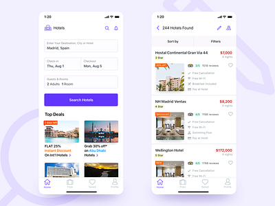 Hotel Search UI app cards design color design forms hotel app hotel booking icon ios app minimal negative space typography ui user experience ux uxdesign