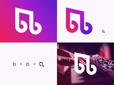 B & B Monogram logo Concept art b b b monogram branding color community design gradient logo logotype minimal monogram music negative space shapes symbols