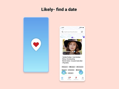 Likely-find a date app branding dating design icon illustration logo mobile ui ux