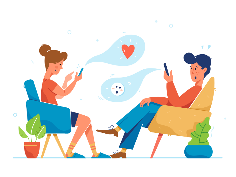 Chatting chair character chat design illustration love lovers ui vector