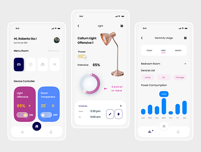 Jin.id - Smart Home Mobile Apps app controllers design designer homeapp lamps mobile app rooms smart home smarthome typography ui uidesign ux uxdesign