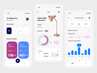 Jin.id - Smart Home Mobile Apps app controllers design designer homeapp lamps mobile app rooms smart home smarthome typography ui uidesign ux uxdesign