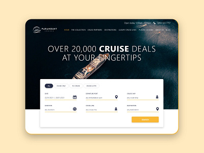Cruise Homepage UI brand brand design branding cruise cruiser design hompage ui uidesign uiux web webdesign website