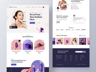 Skincare Product Landing Page beauty clean clean ui cosmetics curology ecommerce fashion home page landing page makeup minimal product shopping skincare trendy ui ux web page webdesign website