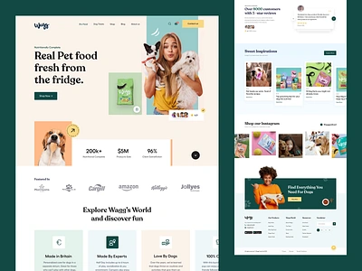 Pet Food Products Website animals cat food dog ecommerce homepage landing page mockup pet pet adoption pet app pet care pet food pet health pet shop pet training ui design veterinarian web design website website concept