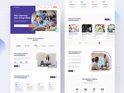 Elearner Online learning - Landing page Exploration 2020 trend agency app clean ui creative exploration homepage inspiration landing page minimal mockups online education online learning online learning platform product page ui ux visual design webdesign website design