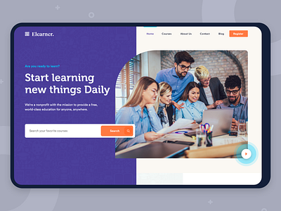 Elearner | Online learning - Landing page Exploration 2020 trend agency app branding clean ui creative freebie homepage landing page minimal mobile app mockups online education online learning online learning platform trendy design ui ux visual design webdesign