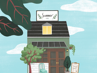 Cafe summer animation design illustration painting