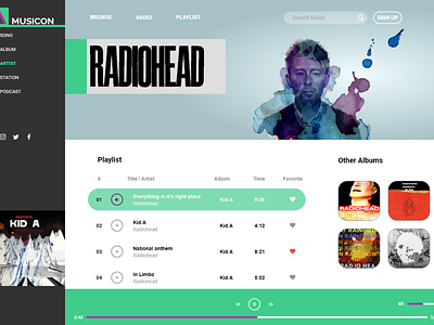 Music Desktop app adobexd radiohead sketch ui uidaily uidesign uidesigner uiuxdesign ux uxdesign