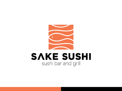 Sushi joint black branding fish food icon lines logo mark orange restaurant sushi wip