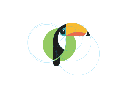 Toucan bird circles colors lines logo mark orange shapes toucan wip