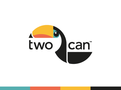 Two Can™ bird circles colors lines logo mark orange shapes toucan two can wip