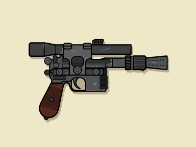 Han Solo's Blaster blaster design gun han han solo heavy blaster icon illustration rifle star wars dl44 vector wookie