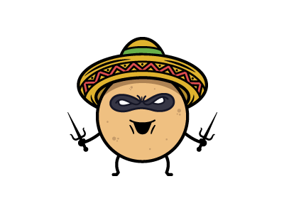 Tortilla villain character design icon illustration mask mexican ninja sombrero tortilla villain