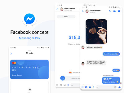 Facebook Messenger Pay Concpt Rebound app app design concept design flat idea minimal mobile mobile ui ui ux vector