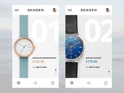 Skagen App UI challenge for myself.