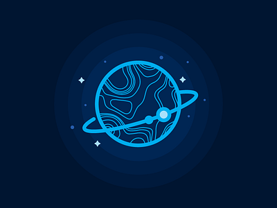 Planet apparel blue design icon illustration light logo saturn space stars