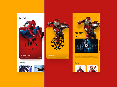 New Movie APP Design app avengers hero iron man movie app payment spider man ui