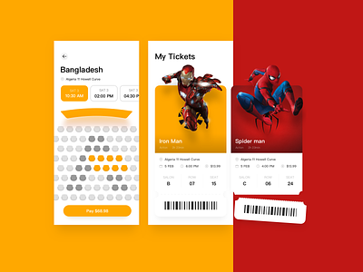 New Movie APP Design app avengers hero iron man movie app payment spider man tickets ui