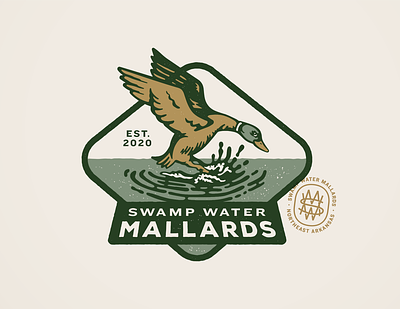 Swamp Water Mallards Badge badge duck duck hunt hunting illustration mallard outdoors waterfowl wildlife