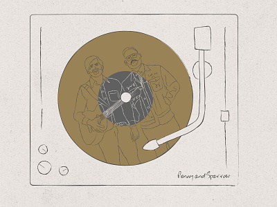 Penny and Sparrow Portrait design duo illustration music musician muted penny and sparrow portrait record turntable