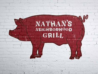 Nathan's Neighborhood Grill Brand bbq branding brick grill neighborhood pig resturant resturent logo
