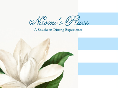 Naomi's Place Branding blue branding design logo magnolia plaid resturant southern southern restaurant