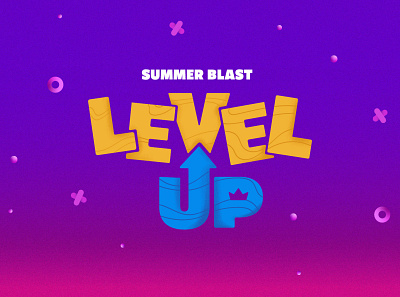 Level Up! brand branding camp children color blocking design gamer illustration kids lettering letters logo vector video game