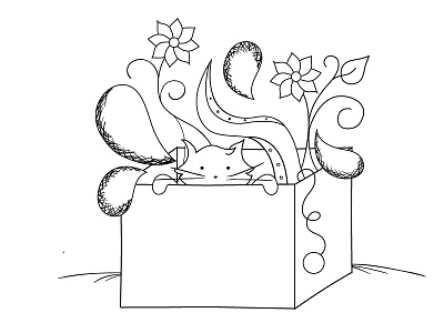 On the box box cat flower tentacle