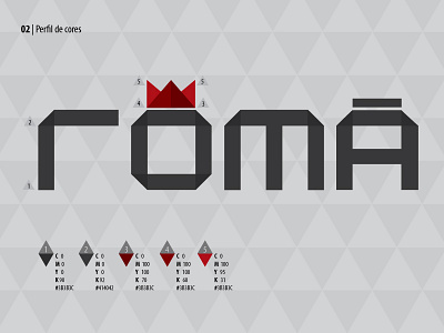 Visual identity manual: finished logo pomegranate red romã square triangle