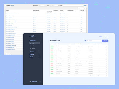 LMS Membership evolution dashboard information design members membership product design table tailwind tailwindcss tailwindui ui ui design uiux ux ux design