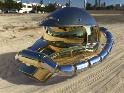 Golden Zaku 3d animation golden gundam helmet rendering robot sand zaku