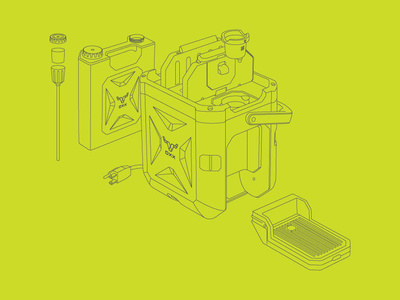 OXX COFEEBOXX design illustration line drawing technical drawing