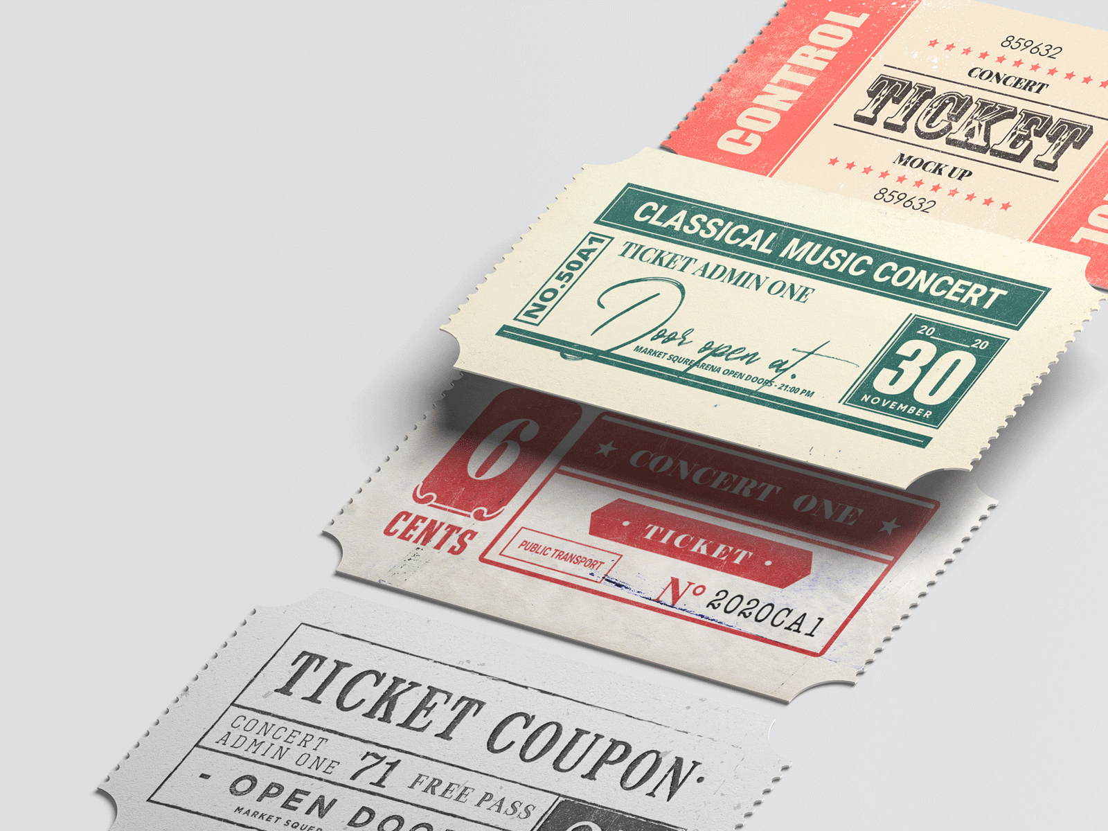 Event ticket mock up branding card event ticket logo mockup paper photorealistic mockup psd smart object template ticket
