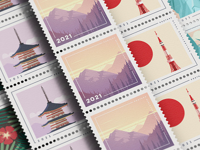 Postage stamps Mock up