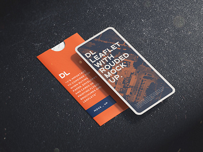 Leaflet DL with rounded corner Mock up advertising branding corner dl leaflet mock up paper photorealistic mockup psd smart object template