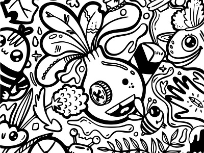 Doodling art black character cute design doodle doodling flat illustration ink vector