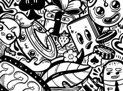 Casino doodling illustration art black casino character cute design doodle doodling flat game illustration ink money vector