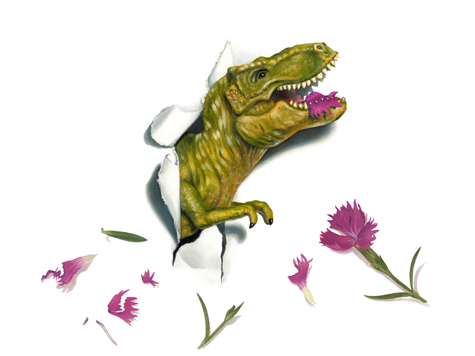 Dinosaur Misbehaving - Roarsome T-Rex By Gina Heyer Illustration