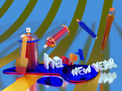To a creative New Year! 3d 3d art blender blender3d digitalart dribbbleweeklywarmup graphic graphicdesign illustration new year painting typography