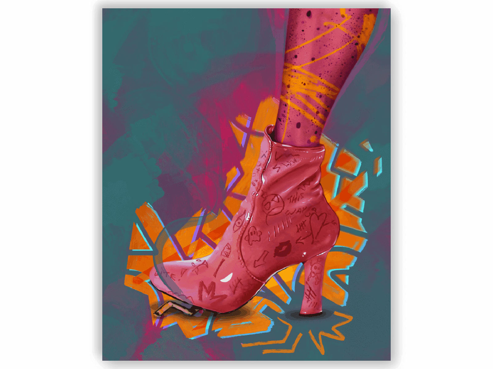 Camel Crush 2danimation animation boots concept digitalart digitaldesign edgy gif graphicdesign illustration pink procreate realism shoeanimation shoes tattoo