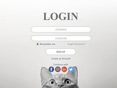 Login cat login signup socialmedia
