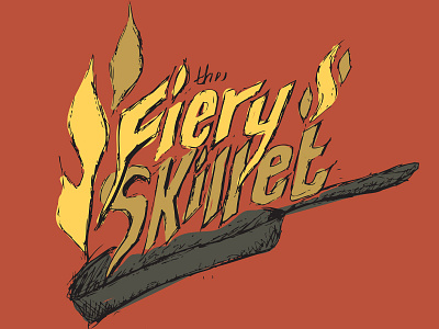 Fiery Skillet Logo 2013 custom type fiery flame grey hand lettering logo nashville orange red restaurant skillet tan tennessee yellow
