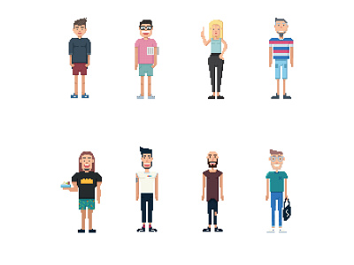 Teammates character design design flat illustration game art illustration mobilegames people pixelart team vector