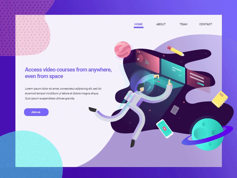 Animated concept illustration of the homepage header